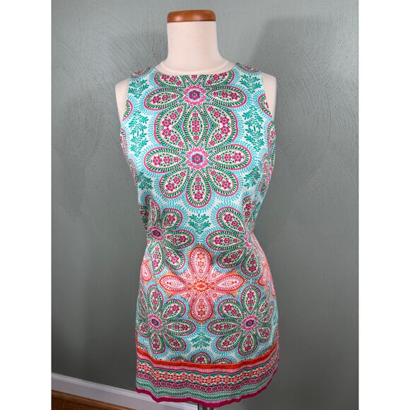 London Style Women's Size 8 Multicolor Festive Floral Paisley Sleeveless Dress - Picture 10 of 11